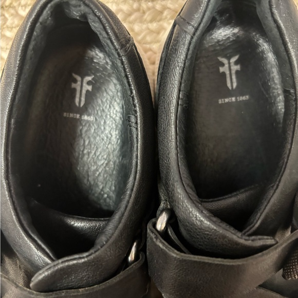 Frye Gia Moto Low Sneakers Women’s 7 Black Leather Buckle - Picture 13 of 14